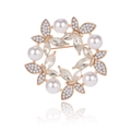 Elegante spilla a ghirlanda con farfalle e perle in oro rosa con strass lucidi - Stile Ghirlanda di Farfalle (B158-A)