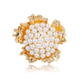 Elegant gold flower brooch with white pearl clusters for vintage luxury style - Gold (B235-B)
