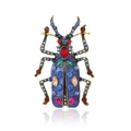 Vintage-Käferbrosche aus dunkelblauem Emaille mit bunten Strasssteinen auf Gold - Blauer Emaille-Stil (B296-A) / Blau (B296-A)