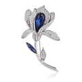 Elegante spilla a tulipano con goccia di cristallo blu e pavé di zirconi lucidi - Stile Tulipano (A083-A)