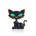 Elegante spilla a gatto in smalto nero con occhi in cristallo verde e dettagli oro - Gatto Nero(D044-B)
