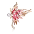 Elegant rose gold butterfly brooch with gradient crystals and a white pearl - Gold Red Style (A059-A)