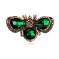 Vintage Bienen-Brosche aus Gold mit smaragdgrünen Kristallen und weißen Diamanten - Vintage Gold (B205-A)