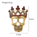 Detailed view of rhinestone skull brooch with crown, measuring 5.8cm by 4.3cm - Crown Skull Style(B108-A)