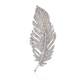Eleganter silberner Federbrosche mit weißen Strasssteinen für Anzüge und Kleider - Silber-Stil (B076-A)