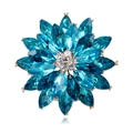 Broche flocon de neige dorée luxueuse avec cristaux bleus et strass étincelants élégants - Bleu Lac