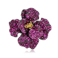Macro shot of luxury peony flower brooch with magenta gemstones and gold stamens - Magenta Style (A039-B)
