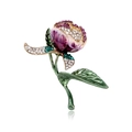 Elegant purple enamel flower brooch with sparkling crystals and golden base finish - Purple Tulip Flower (AL493-A)