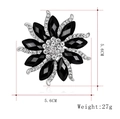 Eleganter Strass-Blumenbrosche mit schwarzen Edelsteinen und Silberakzenten, 5,6 cm groß - Marquise Schwarzes Blütenblatt Scheibe (B025-A)