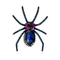 Kreative Gothic Spinnenbrosche mit dunkelblauen Steinen und Strass für Halloween-Outfits - Dunkelblauer Hauptstein Spinne Stil (B089-B)