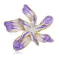 Double-layer five-petal purple flower brooch with enamel gradient and gold-tone finish - Bauhinia Style (C251-A)