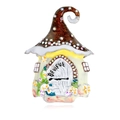 Spilla smaltata a forma di casa di Natale con cristalli e scritta Believe su sfondo bianco - Stile Casa delle Fiabe (AL928-A)