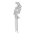 Eleganter silberner Quasten-Broche mit Vintage-Blattdesign und funkelnden Strasskristallen - Silber (A036-B)