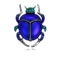 Artistic blue scarab beetle brooch featuring deep sapphire crystals and a matte finish - Blue