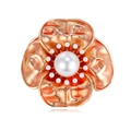 Vintage-Kamellien-Brosche aus orangefarbenem Email mit Perle auf Gold-Finish - Orange (C430-A)