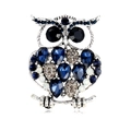 Vintage Eulen-Brosche mit dunkelblauen Rihnestones und Silberlegierung - Blau Silber Stil (B122-B)