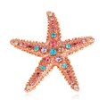 Elegant rose gold starfish brooch with colorful rhinestones in blue, pink, and purple - Rose Gold