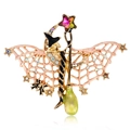 Spilla di Halloween a pipistrello con strass colorati e dettagli di cappello da mago - Stile Strega Pipistrello Rosa e Nero (DR007-A)