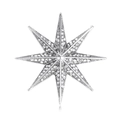 Elegant silver octagonal star brooch with sparkling pavé crystals for men suit - Silver Eight Pointed Star Style (C498-A)