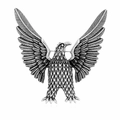 Vintage silver eagle brooch in a majestic spreading wings pose with embossed texture - Spreading Eagle (D051-B) / Antique Silver