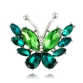 Eleganter Schmetterlingsbrosche mit grünen Kristallglasflügeln und silbernem Finish - Grün (C244-B)