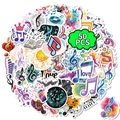 50 PCS colorful music theme waterproof stickers featuring notes, guitars, and piano keys - Music Theme Style (T01042555)