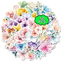Set di 50 adesivi floreali acquerello impermeabili per valigie e scrapbooking decorativo - Stile Floreale Acquerello (T01042585)