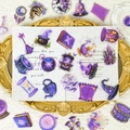 50pcs Purple Gothic Magic PET Stickers featuring Wizard Hats, Potions, and Crystals - Purple Gothic Night Style(T01042568) / 50 Sheets / Purple