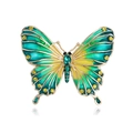 Broche de mariposa en esmalte degradado verde y amarillo con detalles de cristal - Degradado Verde Amarillo (XZ056-B)