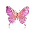 Exquisito broche de mariposa en esmalte rosa y violeta con pedrería y gema roja central - Xz056-c