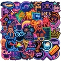 50 Stück Neon-Graffiti-Sticker für die Dekoration von Laptops und Gitarrenkoffern - Bar Neon Stil (T01042596)