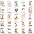 Dettaglio di 25 biglietti per il pranzo con animali carini e frasi motivazionali in inglese - Stile Animale Cartone Animato (T01042607)
