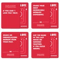 Detail van het Love Around kaartspel met vier verschillende sociale interactiekaarten - Rood Hart Stijl (T01042602)