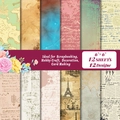 Set of 12 vintage map and floral pattern decorative papers for DIY scrapbooking crafts - Vintage Map Collection Style (T01041731)