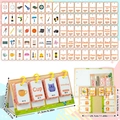 Educational flip chart toy for kids with 96 illustrated cognitive flashcards on a stand - Daily Cognitive Education Cards (T01042614)