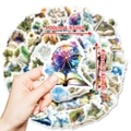 50pcs Hand-drawn world of books dream jungle stickers featuring watercolor art scenes - Fantasy World in Books (T01042644)