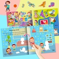 Educational quiet book for children featuring interactive stickers and early learning scenes - Kindergarten Life Theme(T01040789)
