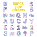 Detail of 50pcs shiny laser stickers with colorful balloon style letters and numbers - Balloon Style (T01042637) / 50 Sheets
