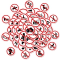 Pack of 50 assorted PVC waterproof safety warning stickers with red circle sign icons - Prohibited Signs Style (T01042640)