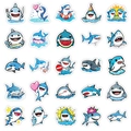 Lot de 50 autocollants de requins mignons pour déco étanche de laptop et bagage - Autocollants de Requin de Dessin Animé (T01042634)