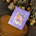Macro view of vintage purple metal floral bookmark with hollow gold frame and butterflies - Pink and Orange Flowers Style (T01042623)