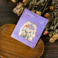 Detail of vintage purple rose bookmark with gold stamping and butterfly motifs - White Rose and Yellow Butterfly Style (T01042622)