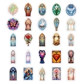 50er Set Vintage Barock Fensteraufkleber aus Buntglas für DIY Basteldekorationen - Bunter Glasmalerei-Stil (T01041426)