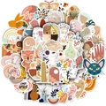 50 pieces of Bohemian style waterproof PVC stickers with floral and aesthetic motifs - Bohemian Abstract Style (T01040742)