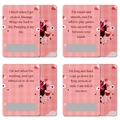 Detailed view of four pink interactive date night riddle cards with scratch-off hearts - T01042676