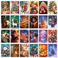 Set of 50 Christmas cartoon aesthetic wall decor cards with diverse holiday illustrations - Cartoon Christmas Painting Style (T01042192)