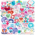 50pcs Cartoon Nurse Day stickers with colorful medical icons and heart patterns - Nurse Theme Set (T01041616)