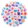 50 pegatinas impermeables de flores y mariposas acuarela para decoración maletas y skate - Estilo de Flor y Mariposa en Acuarela (T01042706)