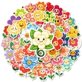 Set di 50 adesivi kawaii a forma di fiore con sorrisi per valigie e decorazione diari - Set di Adesivi Fiore Sorridente Cartoon (T01042695)