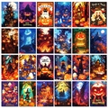 50pcs dark cartoon Halloween wall collage kit featuring pumpkins and ghosts for party decor - Halloween Theme Illustration (T01042003)